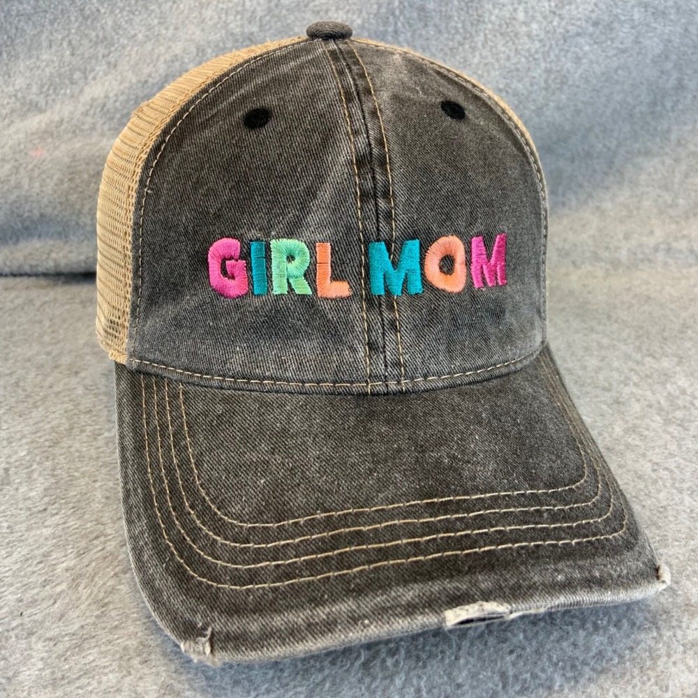Girl Mom Womens Black ChokLids Trucker Hat Distressed Mesh Snapback OSFM